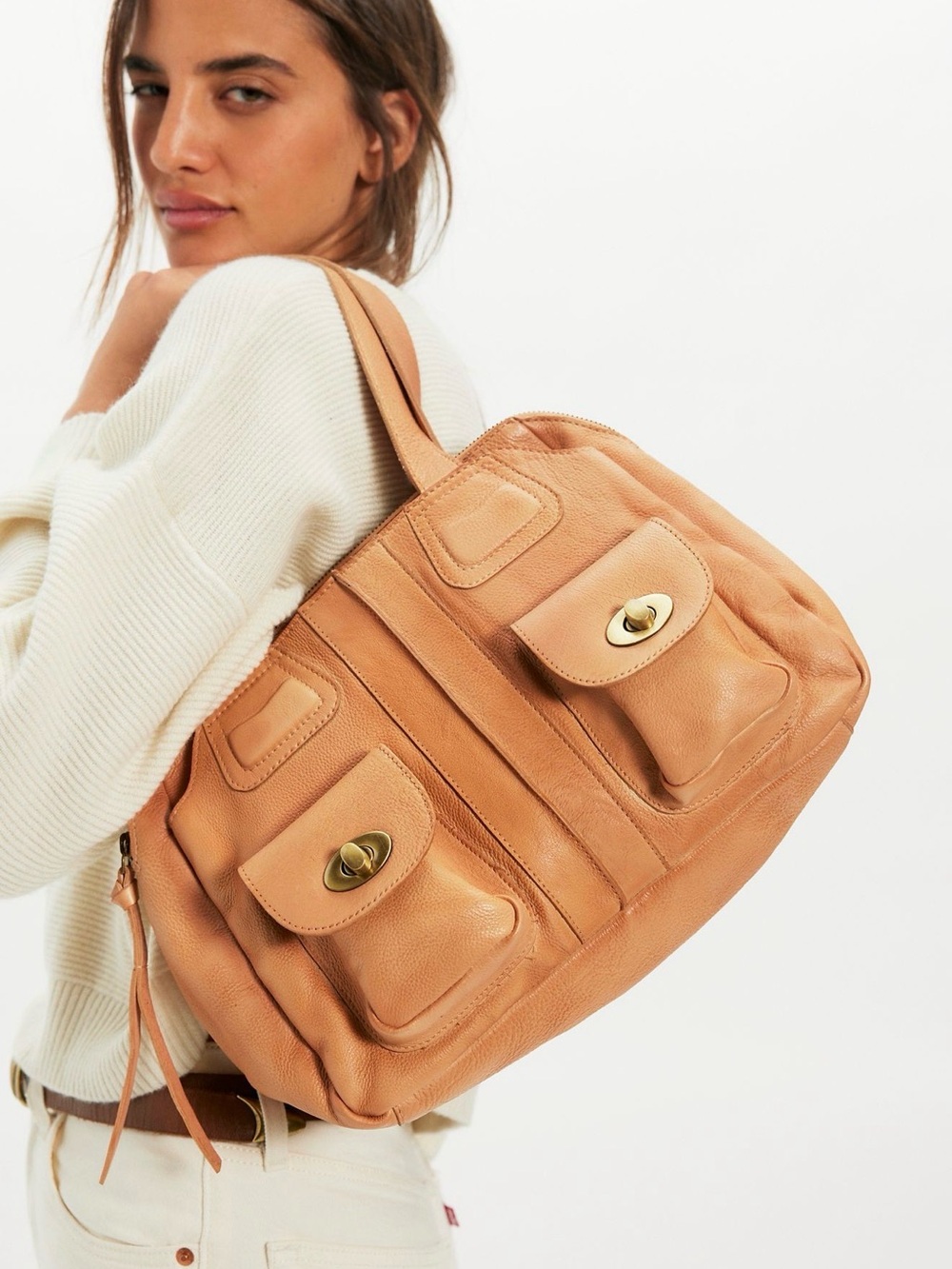 Free People Billie Bowler Bag in Butter Yellow. Leather, NWT